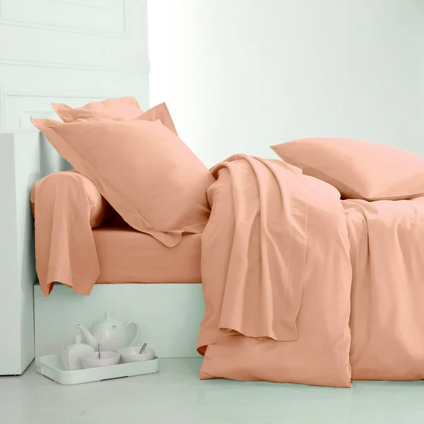 Linge de lit uni polyester-coton Colombine, melon