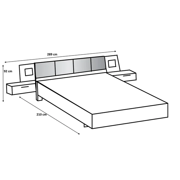 Lit adulte avec chevets moderne graphite Adriana