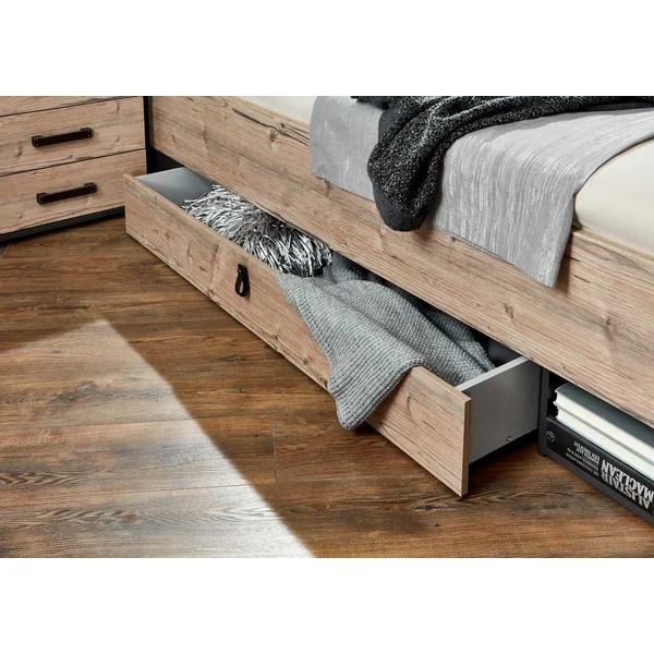 Lit adulte style industriel marron/graphite Nashville