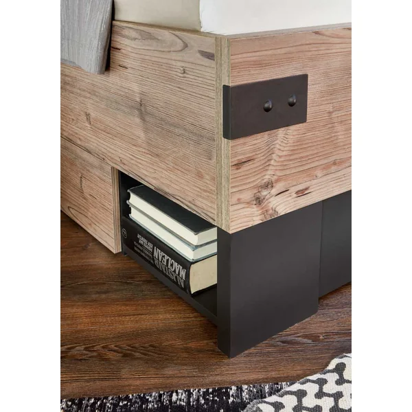 Lit adulte style industriel marron/graphite Nashville