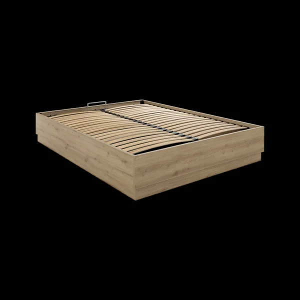 Lit coffre décor bois Gaston - 140 x 190 cm