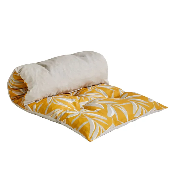 Long coussin de sol imprimé feuillage, miel