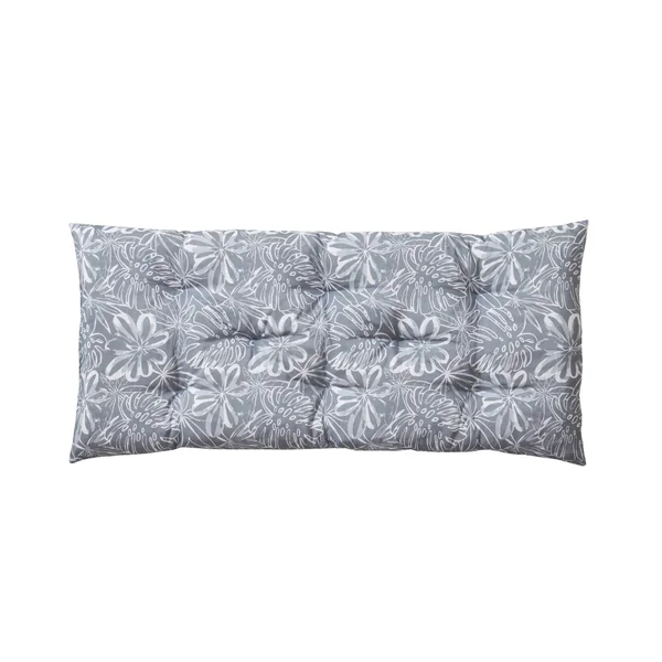 Long coussin déco imprimé feuillage, gris perle