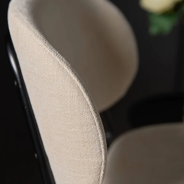 Lot de 2 chaises de bar 75 cm tissu et pieds métal Sofia - Écru