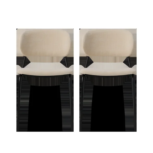 Lot de 2 chaises tissu pieds métal Sofia - Écru