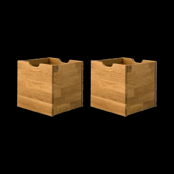 Lot de 2 cubes de rangement bois massif Cyriel - Chêne Massif