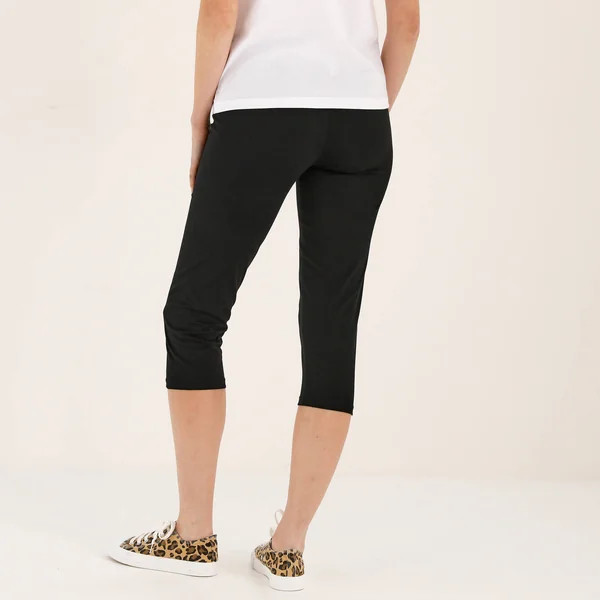 Lot de 2 leggings corsaire, taille élastiquée, marine + noir