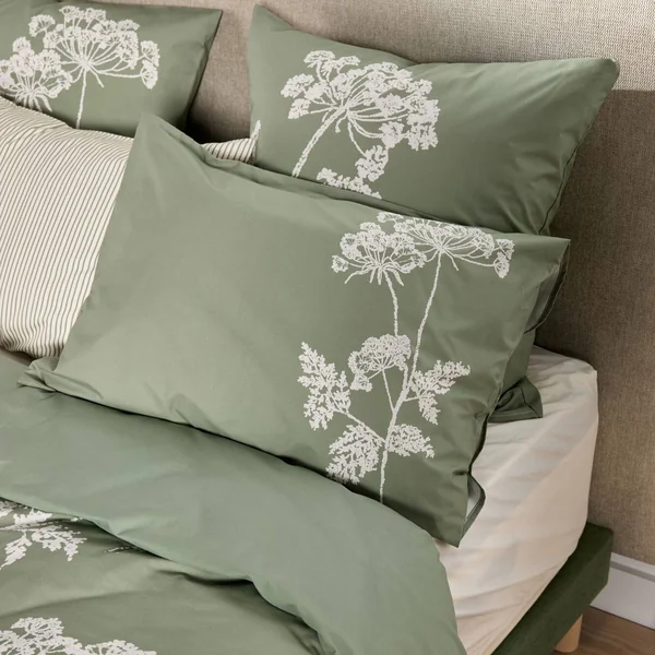 Lot de 2 taies d'oreiller percale Angélique - Vert - 50 x 70 cm
