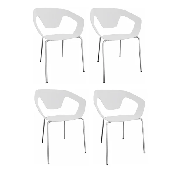 Lot de 4 chaises pieds métal en polypropylène Rocamadour