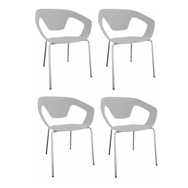 Lot de 4 chaises pieds métal en polypropylène Rocamadour
