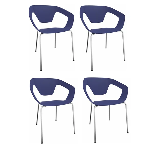 Lot de 4 chaises pieds métal en polypropylène Rocamadour