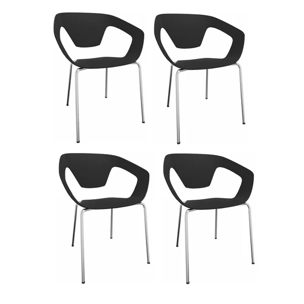Lot de 4 chaises pieds métal en polypropylène Rocamadour