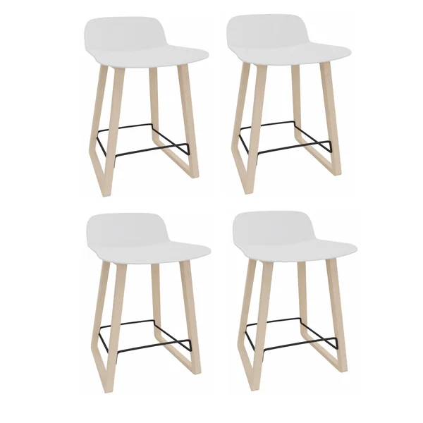 Lot de 4 tabourets pieds bois naturel Cador