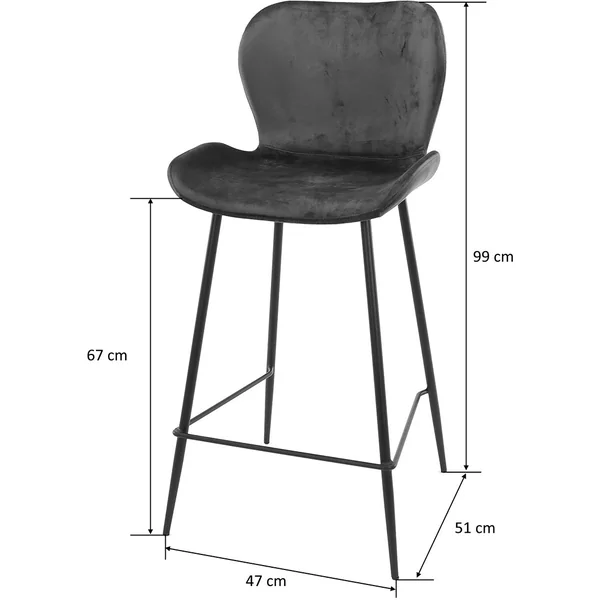 Lot de 4 tabourets vintage en velours Selma