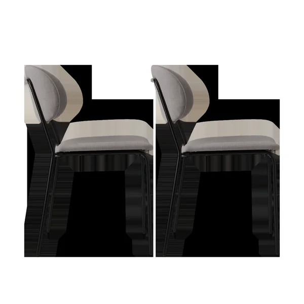 Lot de 6 chaises tissu pieds métal Sofia - Gris