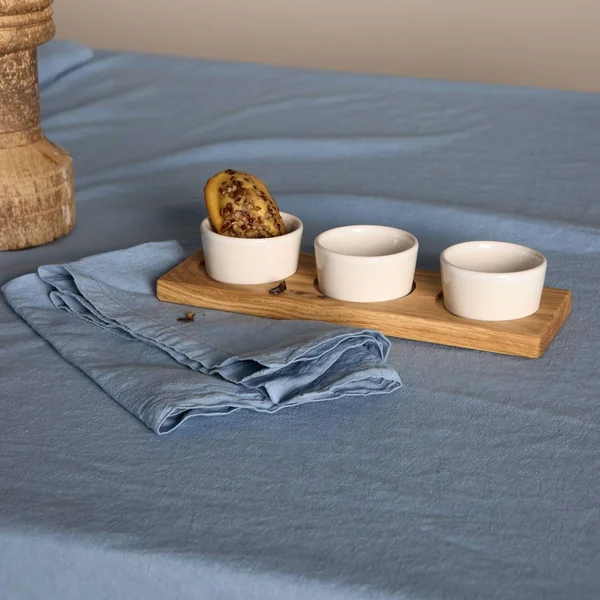 Lot de 6 serviettes coton lin Eline - Bleu Gris - 45 x 45 cm