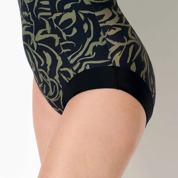 Maillot de bain 1 pièce Floresta, noir / kaki