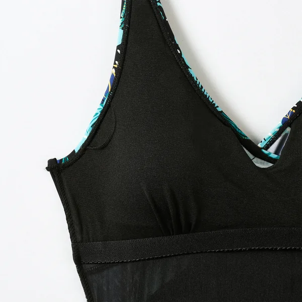 Maillot de bain imprimé ligne post-opératoire PALOMBIA , noir / bleu