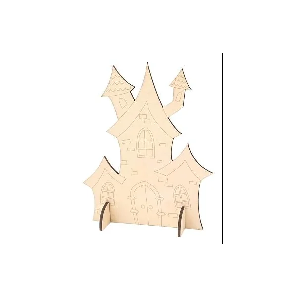 MAISON HANTEE BOIS A DECORER ET SOCLE 13X15.3CM