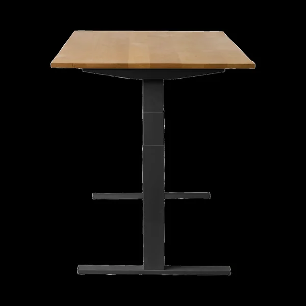 MAKIBA Bureau électrique assis-debout ergonomique en bois massif Maxence - Plateau Chêne/ Pied Noir - 120 x 70 cm