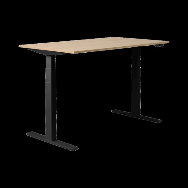 MAKIBA Bureau électrique assis-debout ergonomique Marley - Plateau Bois Clair/Pieds Noirs - 120 x 70 cm