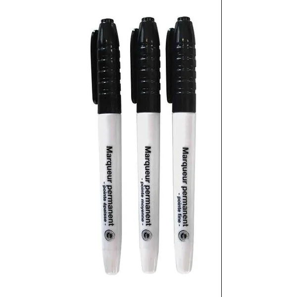 MARQUEUR PERMANENT NOIR POINTE FINE MOYENNE ET GROSSE X3PCS
