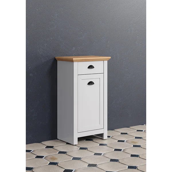 Meuble bas de salle de bain style campagne gris clair/chêne Indiana