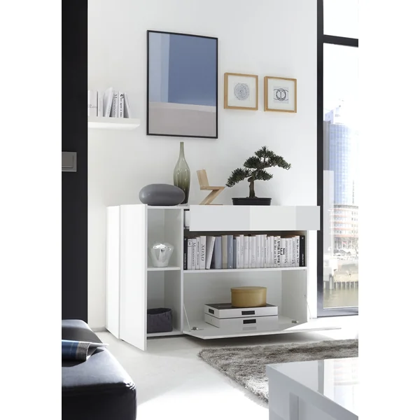 Meuble de rangement design blanc laqué Camargue