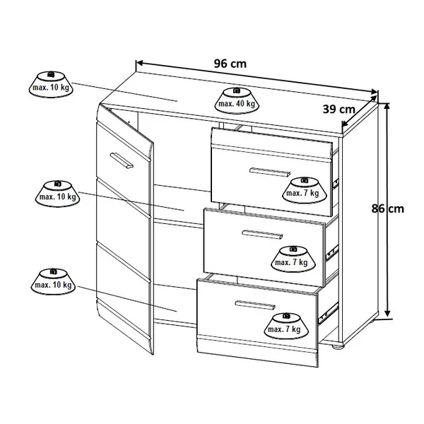Meuble de rangement moderne blanc Suzana