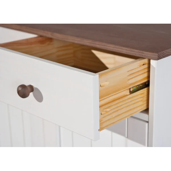 Meuble de rangement style campagne en pin massif blanc Radja | Matelpro