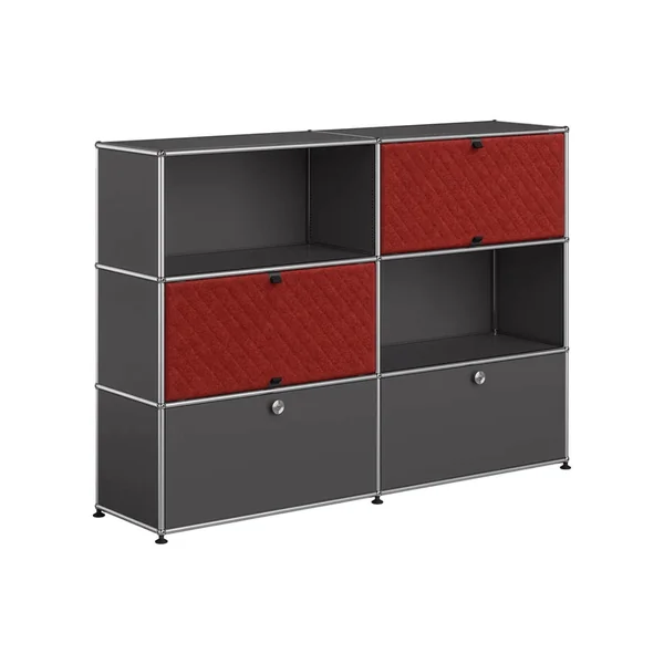Meuble de rangement USM HALLER M66 Anthracite/Soft Panel Rouge USM HALLER