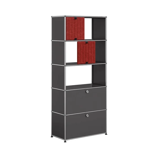 Meuble de rangement USM HALLER M69 Anthracite/Soft Panel Rouge USM HALLER