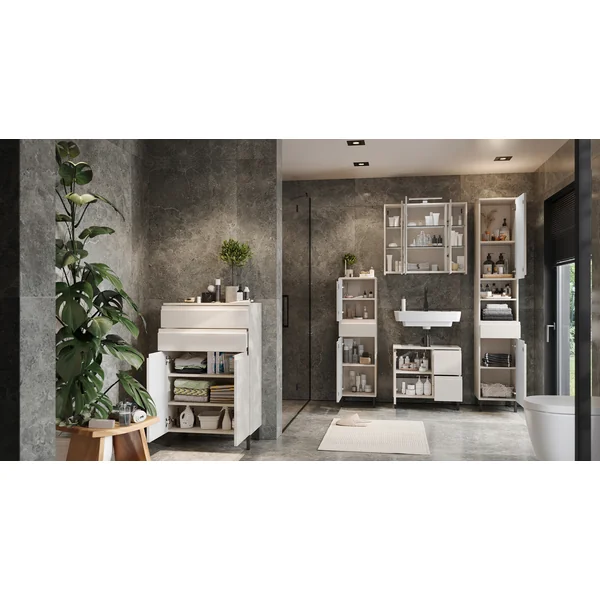 Meuble sous lavabo 60 cm moderne gris cachemire Salsa