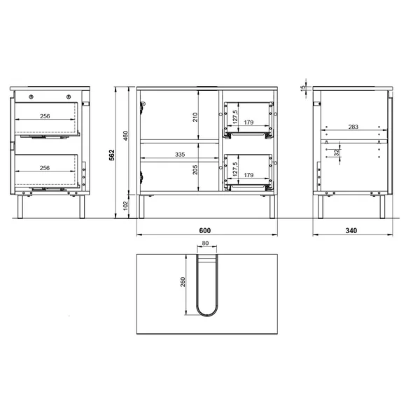 Meuble sous lavabo 60 cm moderne gris cachemire Salsa