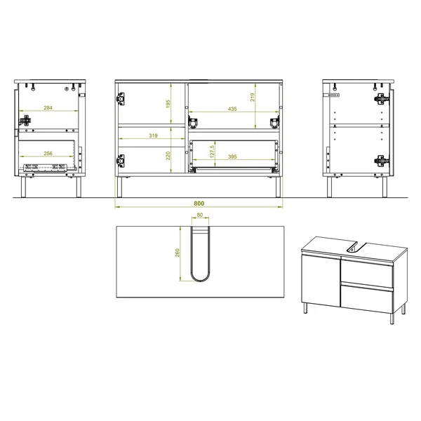 Meuble sous vasque contemporain 80 cm chêne/blanc Elegance