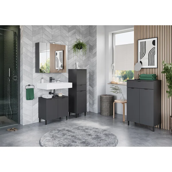Meuble sous vasque moderne graphite Ariana