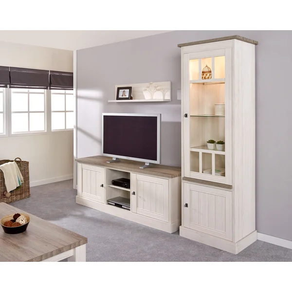 Meuble TV contemporain 171 cm chêne beige/mélèze Samos