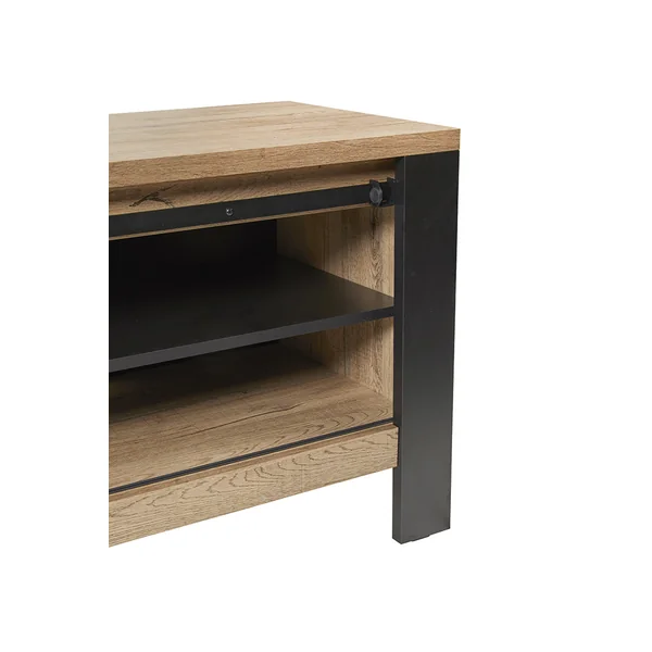 Meuble TV industriel 150 cm chêne/noir Simeo