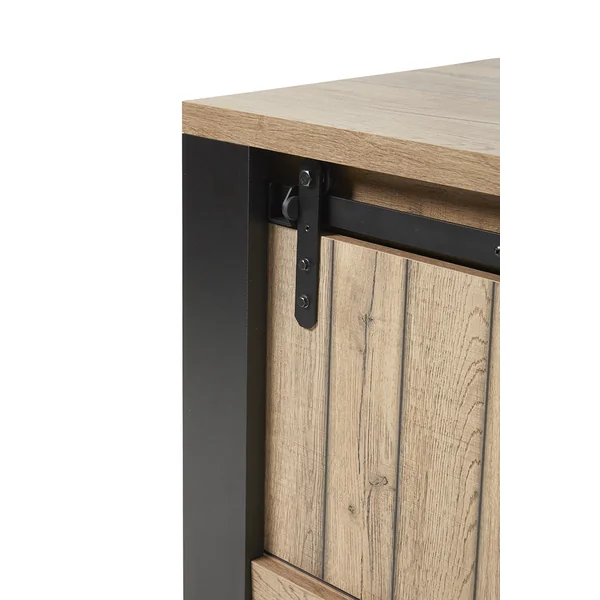 Meuble TV industriel 150 cm chêne/noir Simeo