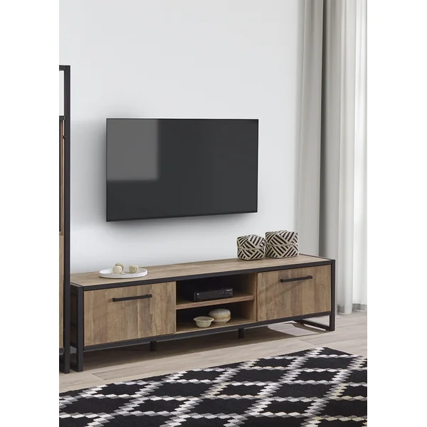Meuble TV industriel 192 cm marron foncé Samuel