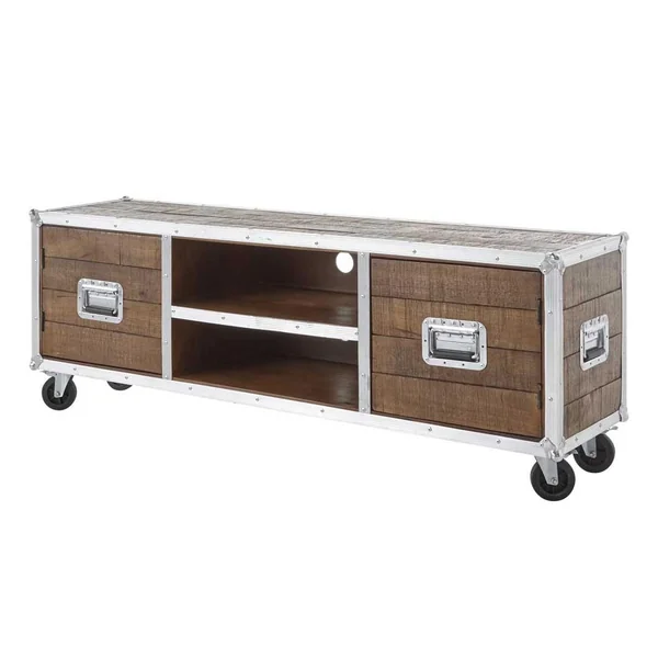 Meuble TV industriel mobile en acacia Swen