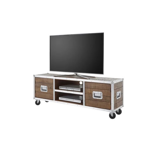 Meuble TV industriel mobile en acacia Swen