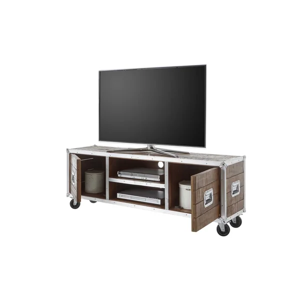 Meuble TV industriel mobile en acacia Swen