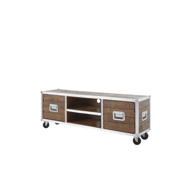 Meuble TV industriel mobile en acacia Swen