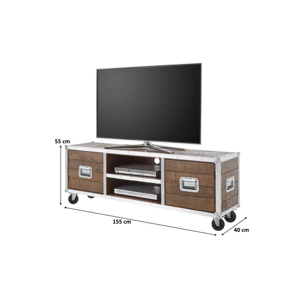 Meuble TV industriel mobile en acacia Swen