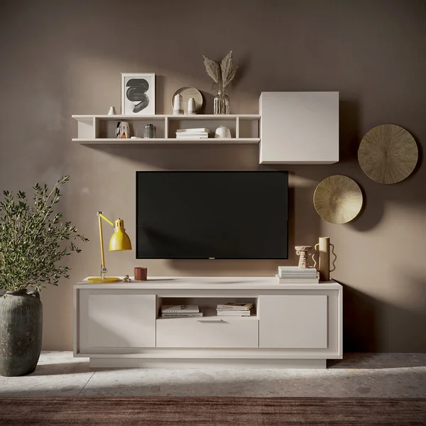 Meuble TV moderne 180 cm coloris cachemire Rosine