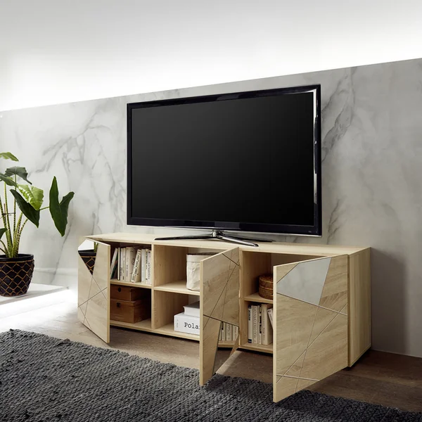 Meuble TV moderne 181 cm chêne samoa Larissa