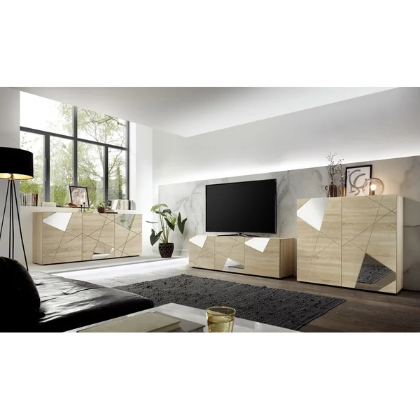 Meuble TV moderne 181 cm chêne samoa Larissa