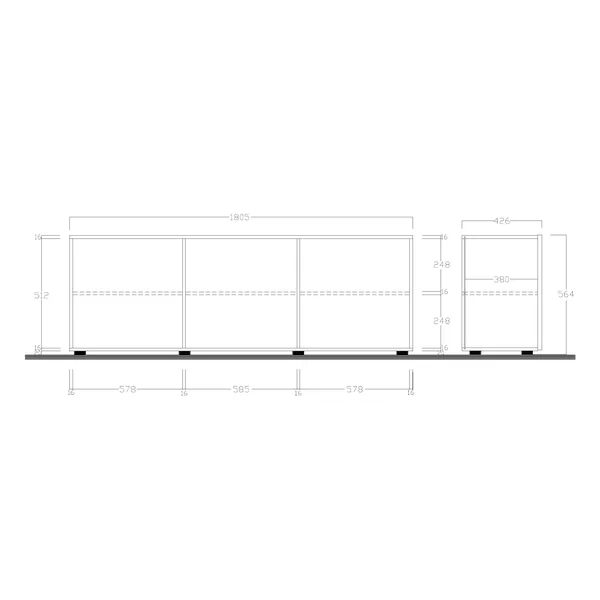 Meuble TV moderne 181 cm chêne samoa Larissa