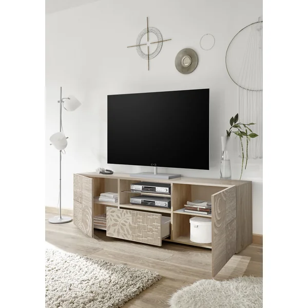 Meuble TV moderne 181 cm chêne samoa Orlane